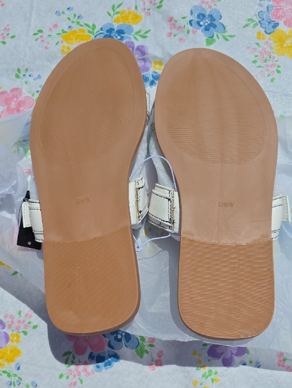 torrid White Dual-Buckle Slide Sandals with Gold Buckles - Picture 5 of 6